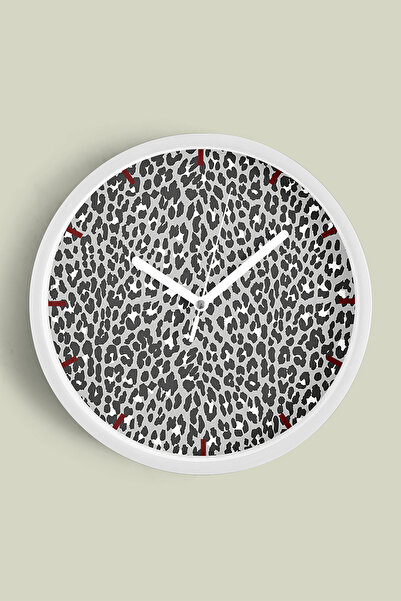 JHAAR Ceas de perete modern cu model leopard - 35 cm - Carcasă albă cu sticlă...