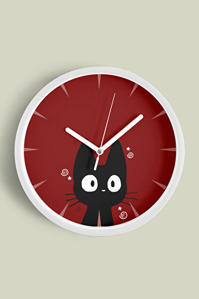 JHAAR ساعة حائط عصرية على شكل قطة - ساعة حائط لغرفة الأطفال - 35 سم - هيكل أب...