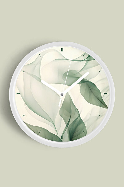 JHAAR Ceas de perete modern cu design abstract cu frunze - 30 cm - Carcasă al...