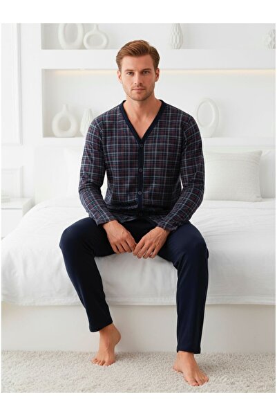 embody Men's cotton pyjamas with buttons and pockets, large size, long sleeve...