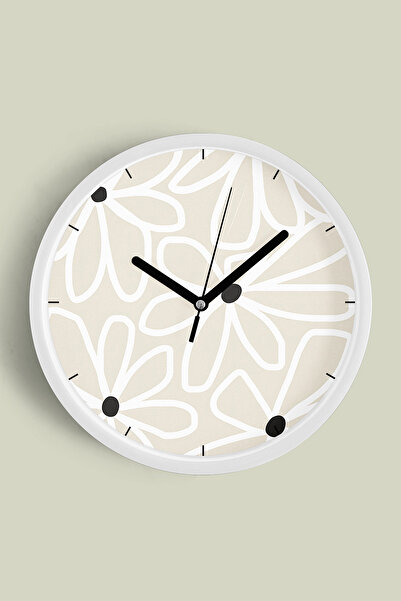 JHAAR Ceas de perete modern abstract Papatya - 25cm - Carcasă albă cu sticlă ...