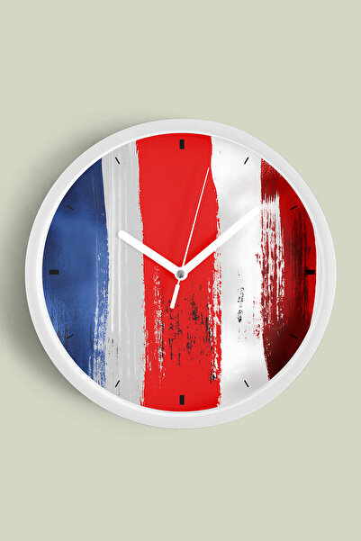 JHAAR Ceas de perete modern cu model cu pensule roșu, alb și albastru - 35 cm...