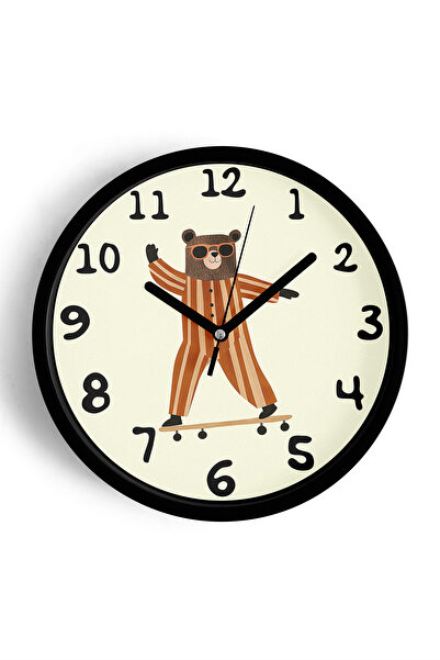 JHAAR Ursuleț drăguț care face skateboarding cu ochelari de soare Ceas de per...