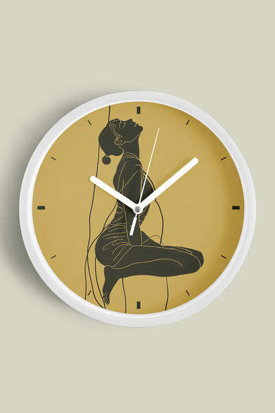 JHAAR Ceas de perete modern cu figură feminină în stil minimalist - 30 cm - C...