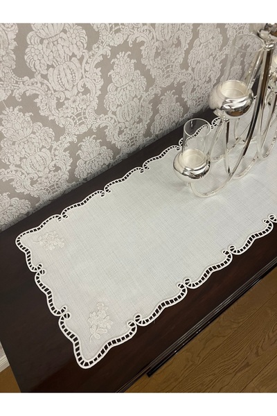 QBR Home Delik İşi Console Cover & Runner. Evali Model. 35 X 115 cm