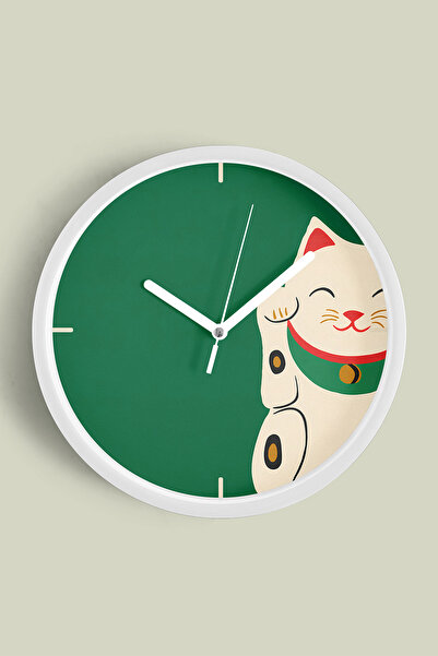 JHAAR Sevimli Kedi Temalı Modern Çocuk Odası Duvar Saati - 30cm - Önü Camlı B...