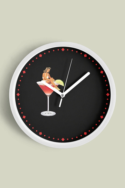 JHAAR Ceas de perete modern - 35cm - Carcasă albă cu sticlă frontală - Mecani...