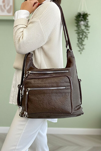 Lifonbag Women's Soft Leather Multi-Compartment Large Backpack and Shoulder Bag (41X33 cm)