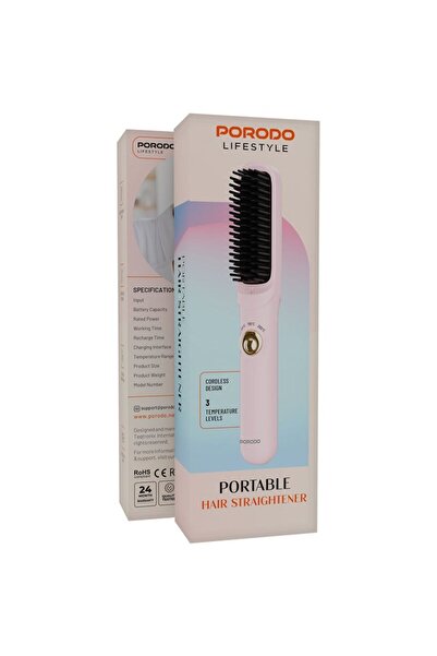 porodo Portable Hair Straightener, Cordless - Pink