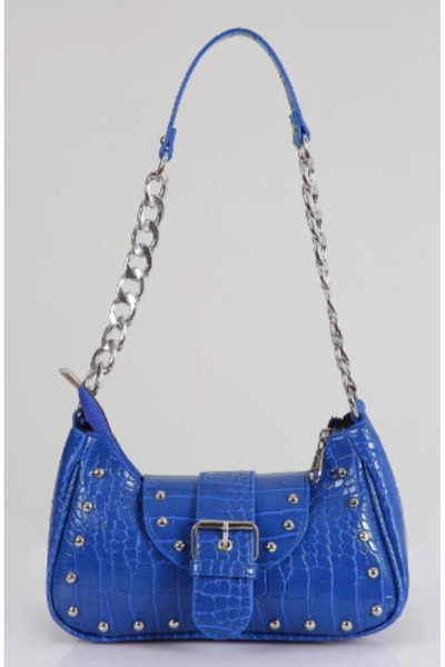 MY VİNTAGE حقيبة كتف بنقشة جلد التمساح مرصعة بوني