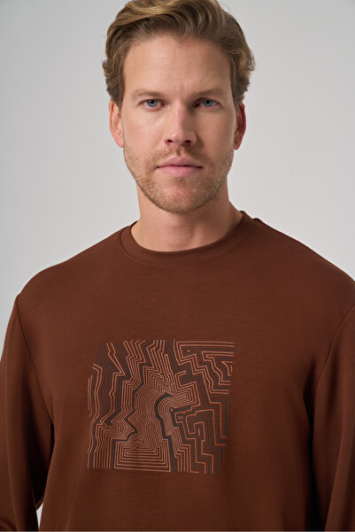 Morven Ανδρικό φούτερ με λαιμόκοψη Tile Trend με τύπωμα