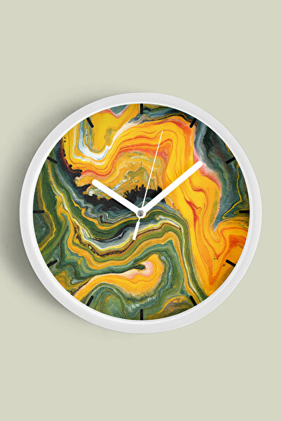 JHAAR Ceas de perete modern cu valuri artistice colorate - 25 cm - Carcasă al...