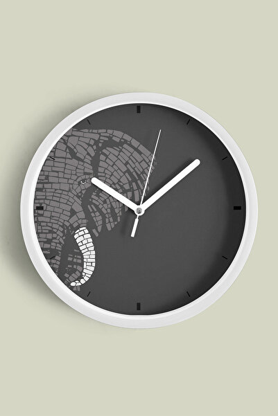 JHAAR Ceas de perete modern cu design elefant abstract - 25 cm - Carcasă albă...