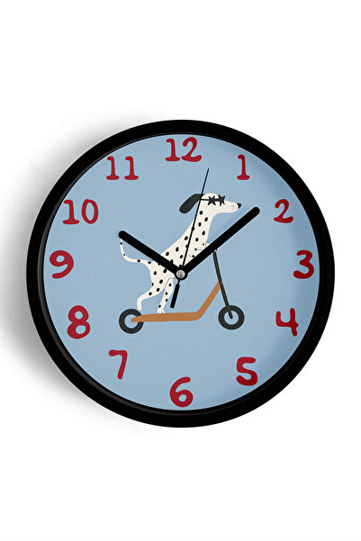 JHAAR ساعة حائط حديثة لغرفة الأطفال على شكل كلب لطيف يركب سكوتر مع نظارات شمس...