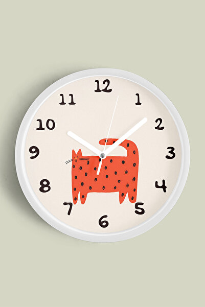 JHAAR ساعة حائط حديثة بتصميم قطة لطيفة - ساعة حائط لغرفة الأطفال - 30 سم - هي...