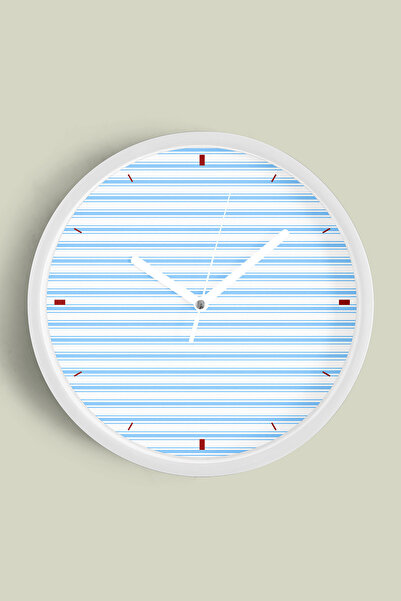 JHAAR ساعة حائط حديثة بتصميم خطوط أفقية - 30 سم - هيكل أبيض مع زجاج أمامي - آ...