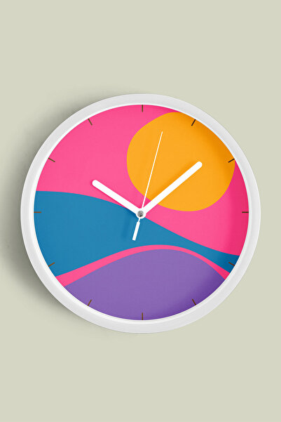 JHAAR Ceas de perete colorat cu design modern - 42 cm - Carcasă albă cu sticl...