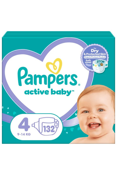 Pampers Active Baby Mega Box Diapers Size 4 for 9-14kg, 132 pieces / Box