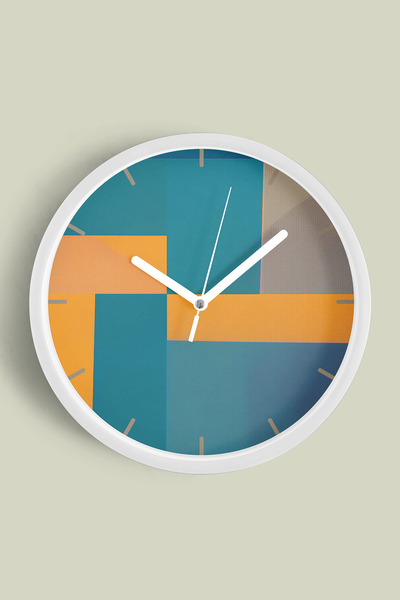 JHAAR ساعة حائط بتصميم عصري - 25 سم - هيكل أبيض مع واجهة زجاجية - آلية صامتة