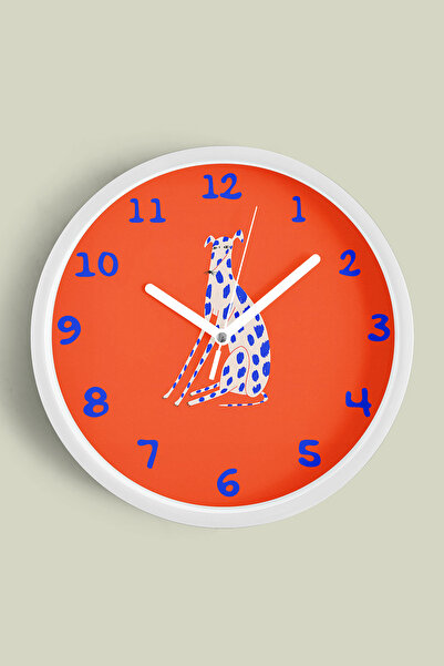 JHAAR ساعة حائط لغرفة الأطفال بتصميم كلب لطيف - 30 سم - هيكل أبيض مع زجاج أما...