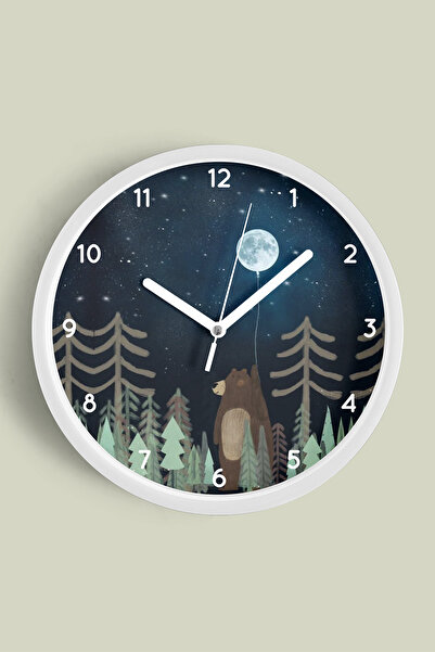 JHAAR Ceas de perete modern pentru camera copiilor cu tematică ursuleț drăguț...