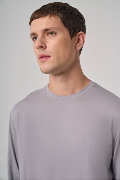 Morven Men's Light Gray Trend Crew Neck Rayon Sweatshirt