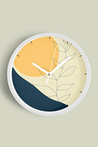 JHAAR ساعة حائط بتصميم عصري تجريدي - 42 سم - هيكل أبيض مع زجاج أمامي - آلية ص...