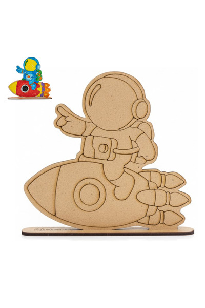 KİDOSE Ahşap Astronot ve Roket Yapım Kiti – Çocuk Etkinlik Seti