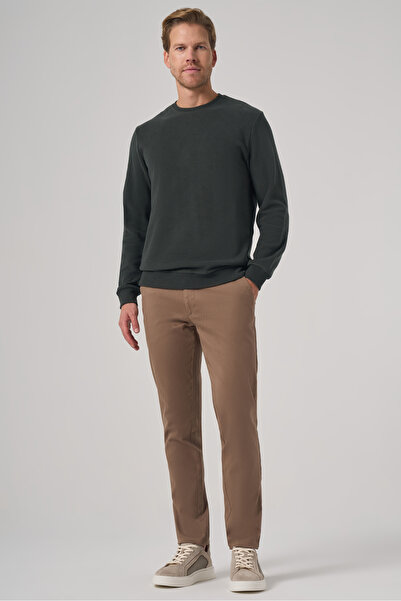 Morven Men's Khaki Trend Crew Neck Sweatshirt