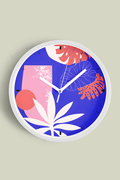 JHAAR ساعة حائط حديثة - 30 سم - هيكل أبيض مع واجهة زجاجية - آلية صامتة