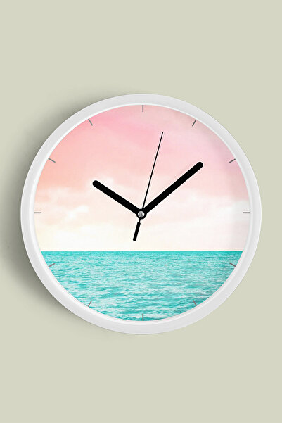 JHAAR ساعة حائط حديثة بتصميم مناظر طبيعية تجريدية - 30 سم - هيكل أبيض مع زجاج...