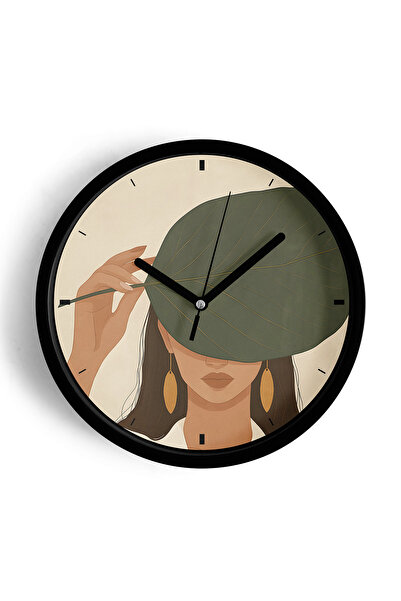 JHAAR Ceas de perete modern cu design artistic cu femei și frunze - 42 cm - C...
