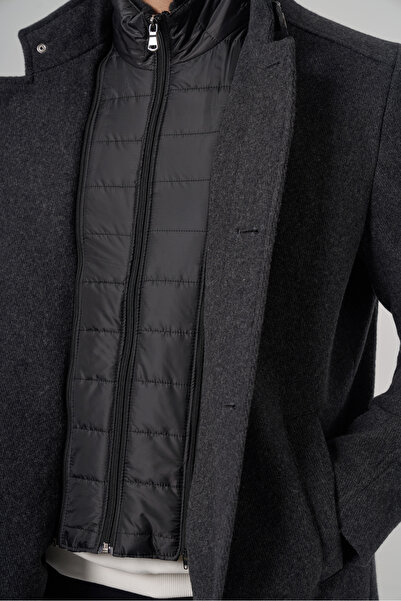 Morven Men's Anthracite Wool Dynamic Fit Kambet Mostra Coat