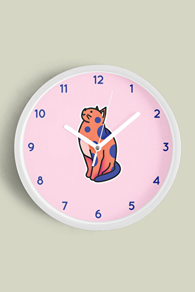 JHAAR Ceas de perete modern pentru camera copiilor cu pisică drăguță - 25 cm ...