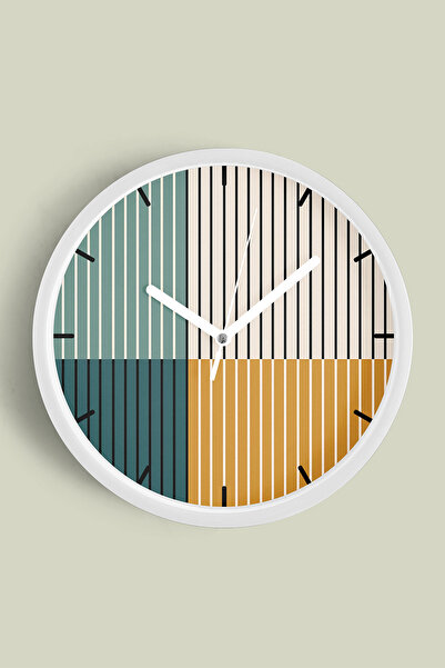 JHAAR Ceas de perete modern cu design abstract - 42 cm - Carcasă albă cu stic...