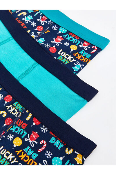 LC Waikiki LCW Kids Sötétkék Nyomtatott Nyomtatott Fiú Boxer 3 db