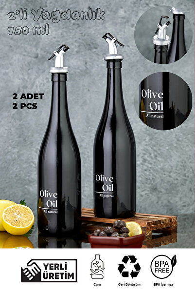 Mefa Mutfak Zeytinyağı Sıvı Yağ Şişesi - Cam Yağdanlık - Yağlık - Kendinden E...