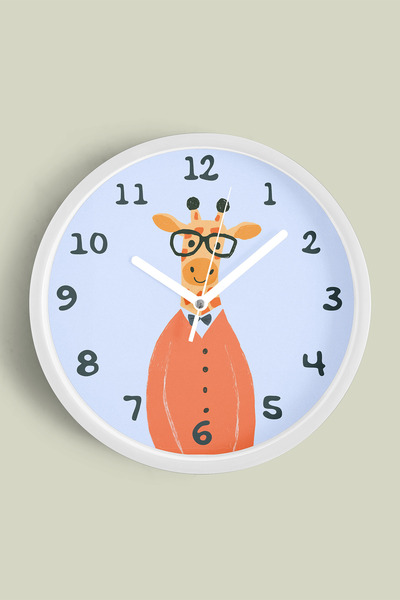 JHAAR Ceas de perete pentru camera copiilor cu ilustrație cu girafă drăguță -...
