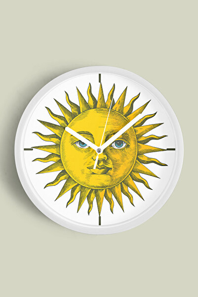 JHAAR Ceas de perete modern în stil retro cu figurină soare - 25 cm - Carcasă...