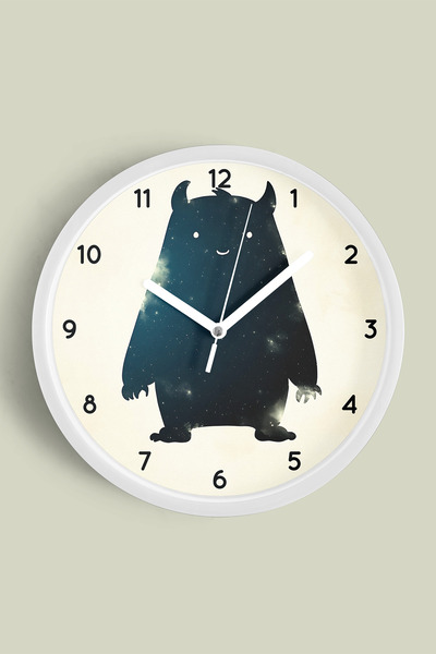 JHAAR Ceas de perete modern cu tematică Monstrul Cosmic - 42 cm - Carcasă alb...