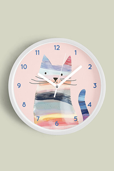 JHAAR Ceas de perete modern cu design pisică colorată - Ceas de perete pentru...