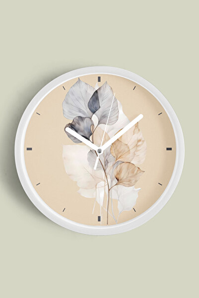 JHAAR Ceas de perete modern cu design abstract cu frunze - 30 cm - Carcasă al...
