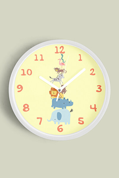 JHAAR Ceas de perete pentru camera copiilor cu design modern Animale drăguțe ...
