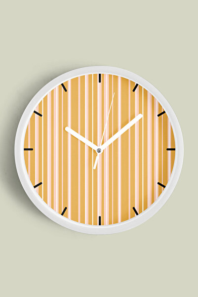 JHAAR Ceas de perete cu design modern și dungi colorate - 30 cm - Carcasă alb...