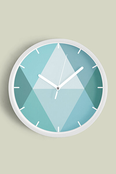 JHAAR ساعة حائط حديثة بتصميم هندسي تجريدي - 30 سم - هيكل أبيض مع واجهة زجاجية...