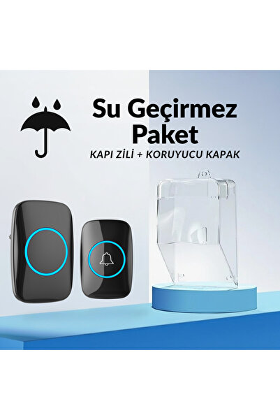 TruvaTicaret Kablosuz Kapı Zili - Su Geçirmez Koruyucu Kapak Uzaktan Kumandal...