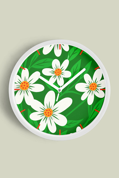 JHAAR Ceas de perete modern cu tematică florală abstractă - 42 cm - Carcasă a...