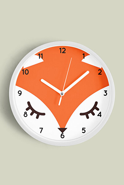 JHAAR Ceas de perete modern pentru camera copiilor Cute Fox - 42cm - Carcasă ...