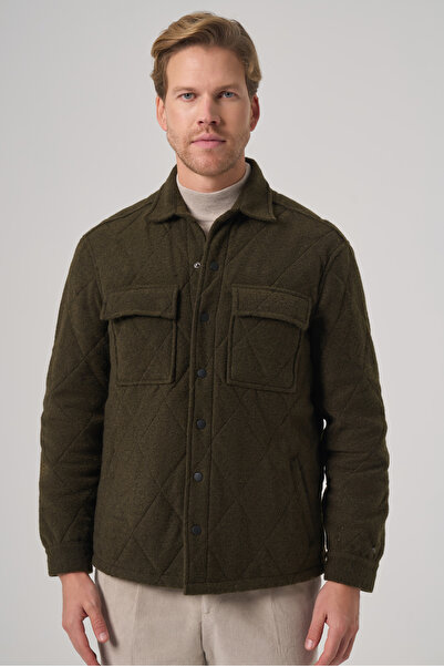 Morven Men's Khaki Wool Dynamic Fit Berber Collar Coat