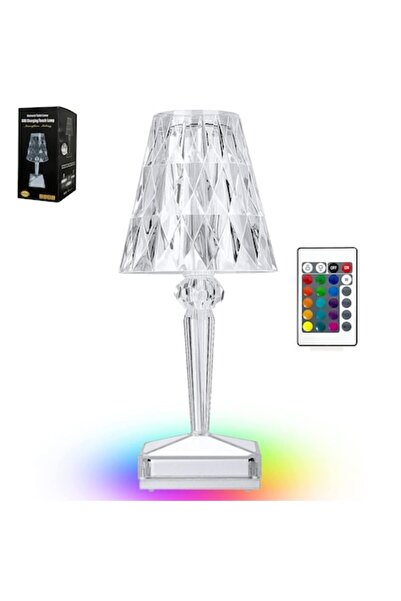 OEM LED Table Lamp, Glass-like Crystal Model, 25 cm, Remote Control, RGB, Transparent